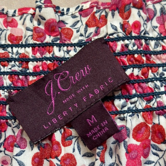 J Crew X Liberty Cotton Poplin Off-Shoulder Crop Top Cherries Boho Cottagecore M - Picture 12 of 12